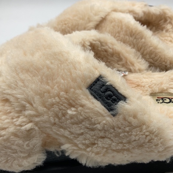 UGG Fuzz Yeah Cross Natural Black Women's Slides - Picture 6 of 7